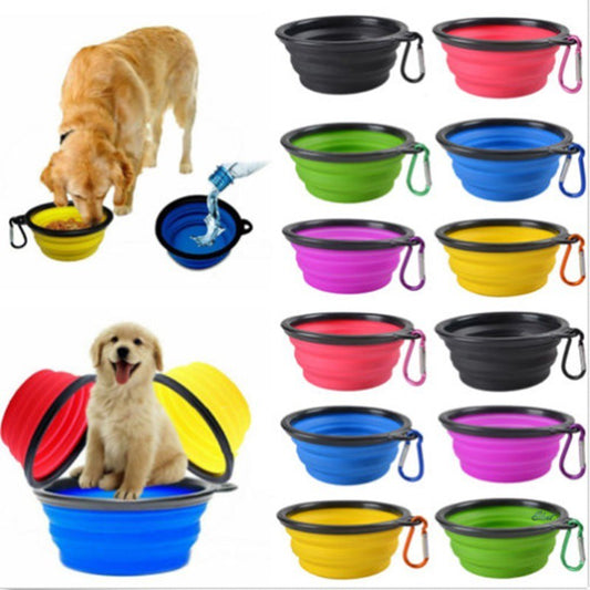 [SY] New Foldable Silicone Dog Bowl Outdoor Travel Portable Collapsible Puppy Fe