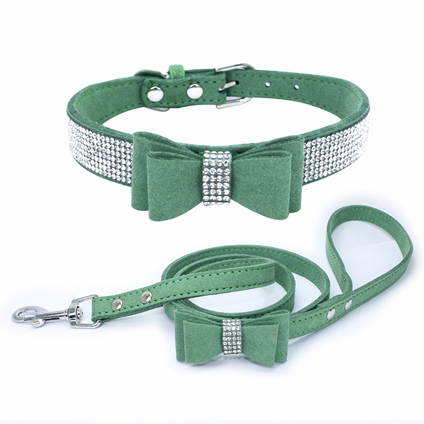 Amazon explosion water drill pet collar super fiber bow dog dog collar bow with diamond cat loop custom