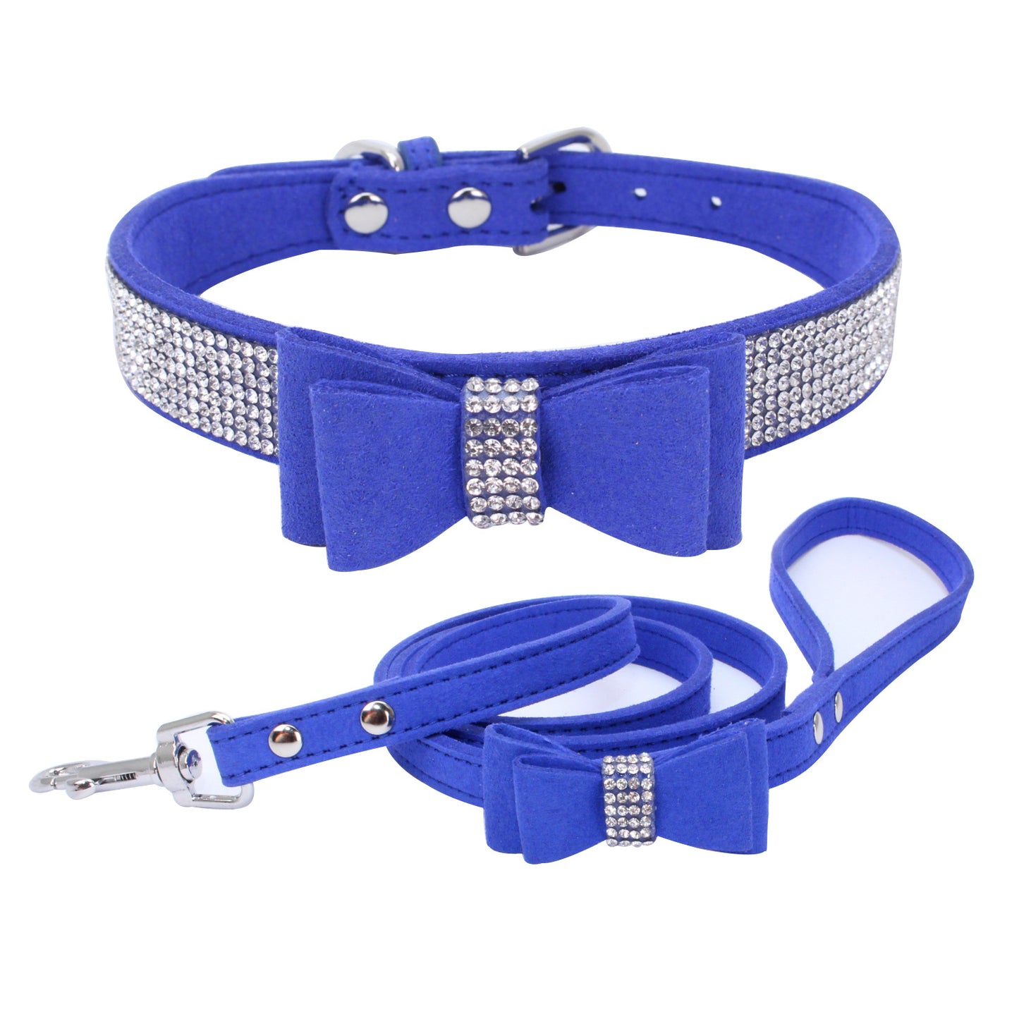 Amazon explosion water drill pet collar super fiber bow dog dog collar bow with diamond cat loop custom