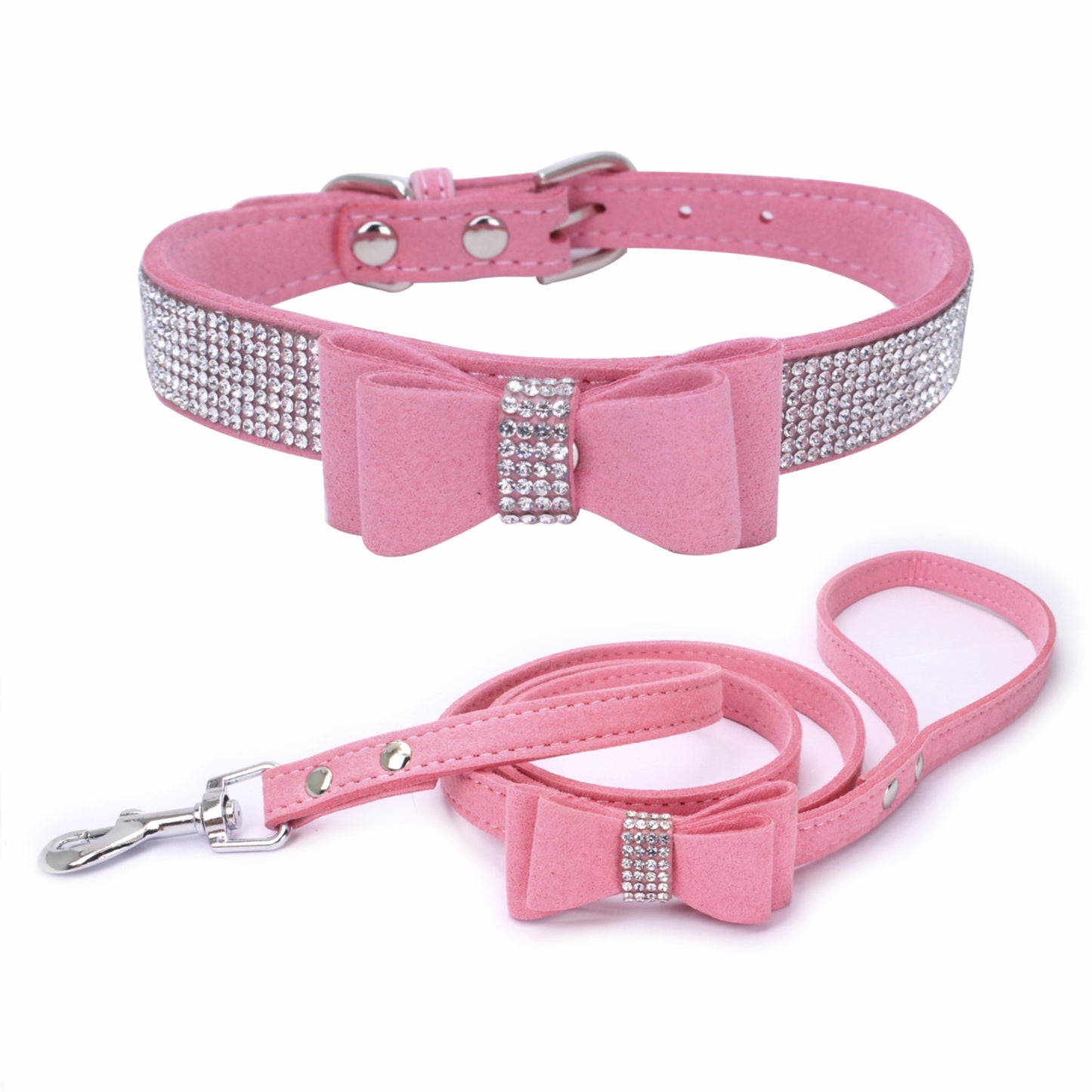 Amazon explosion water drill pet collar super fiber bow dog dog collar bow with diamond cat loop custom