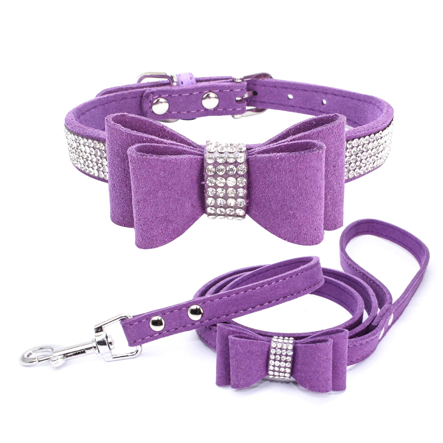 Amazon explosion water drill pet collar super fiber bow dog dog collar bow with diamond cat loop custom