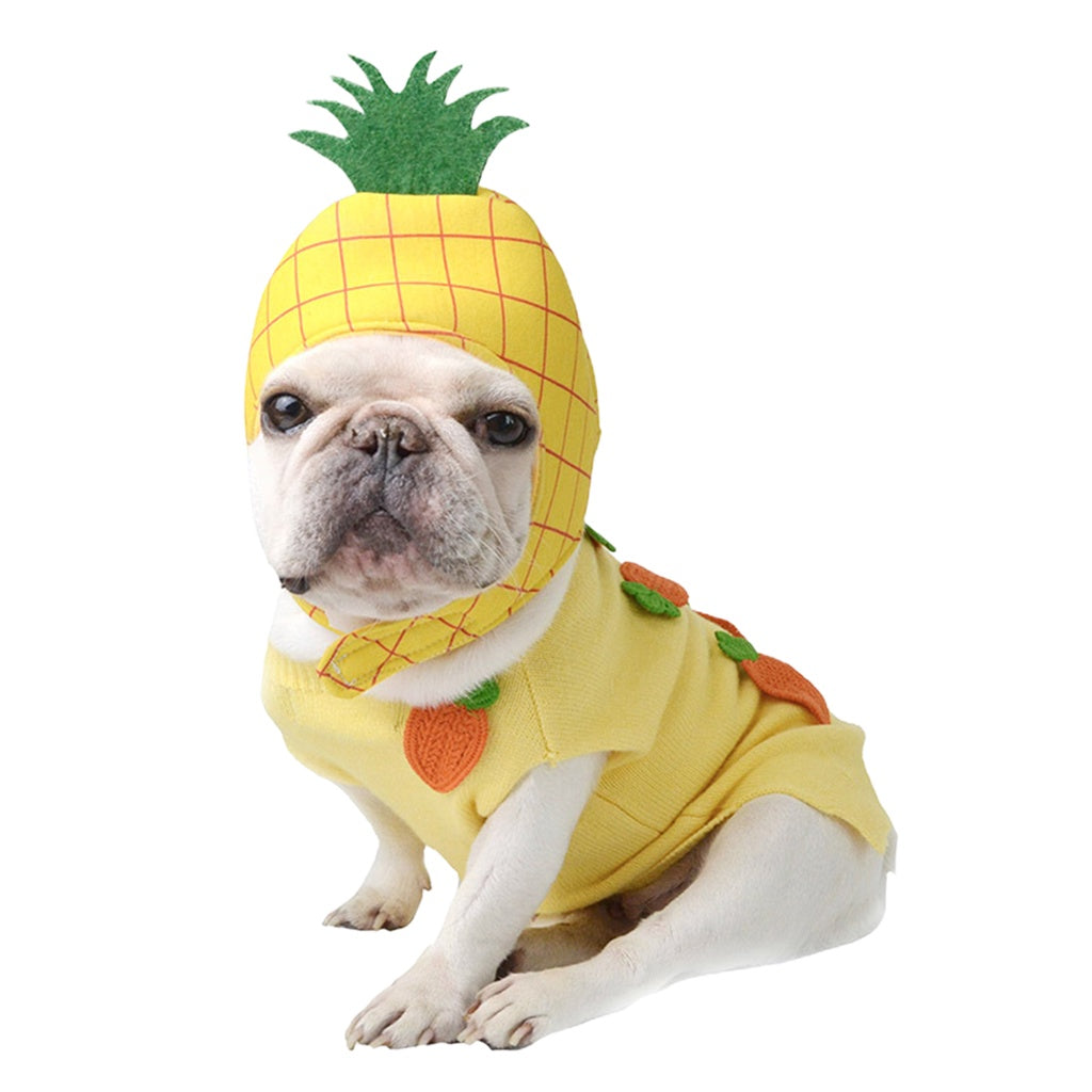 gooditem Pet Cap Cartoon Fruit Photography Prop Soft Texture Cute Pet Cats Puppy Pineapple Shape Hat for Theme Party