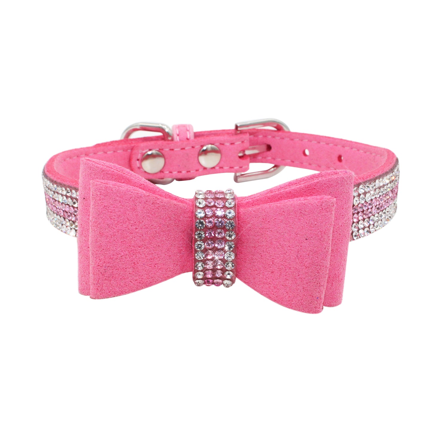 Amazon explosion water drill pet collar super fiber bow dog dog collar bow with diamond cat loop custom