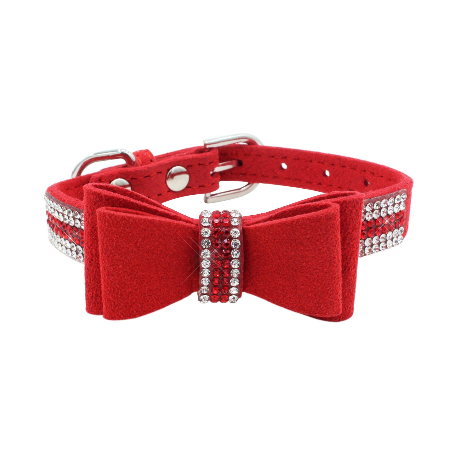 Amazon explosion water drill pet collar super fiber bow dog dog collar bow with diamond cat loop custom