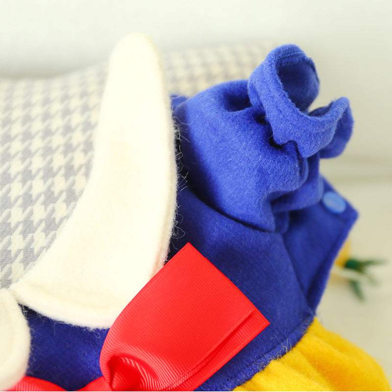 Pet dog cat simple doll collar red yellow blue three-color skirt Teddy Bear small and medium-sized clothes manufacturers direct supply