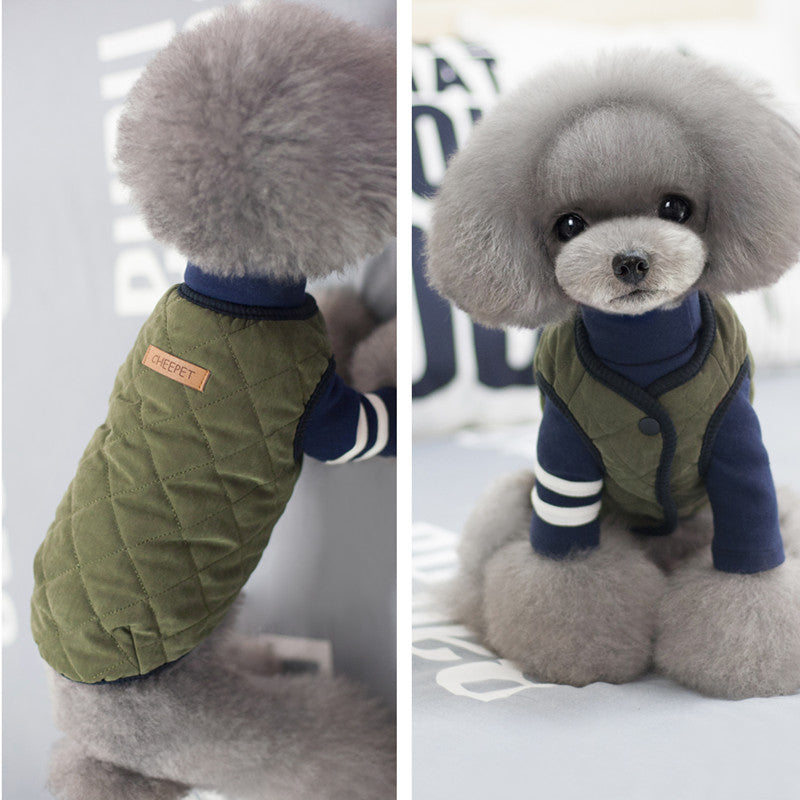 1 batch of foreign trade Amazon vest pet clothes puppy dog cotton coat thick teddy bichon bomei autumn and winter clothes