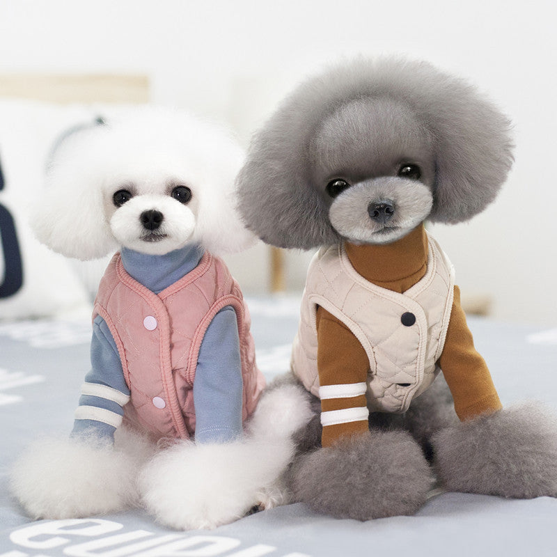 1 batch of foreign trade Amazon vest pet clothes puppy dog cotton coat thick teddy bichon bomei autumn and winter clothes