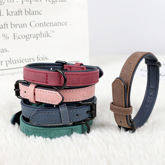 Cross-border hot pet collar dog PU collar medium large dog collar socket traction collar supplies spot wholesale