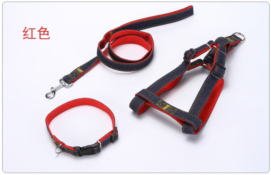 Cowboy pulling rope pet chest traction set dog chain dog rope wear-resistant sewing vest chest strap