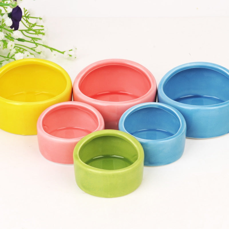 Hamster Bowl Semi Dome Ceramic Bowl Small Pet Anti Overturning Anti Gnawing Thickened Ceramic Bowl Hamster Bowl