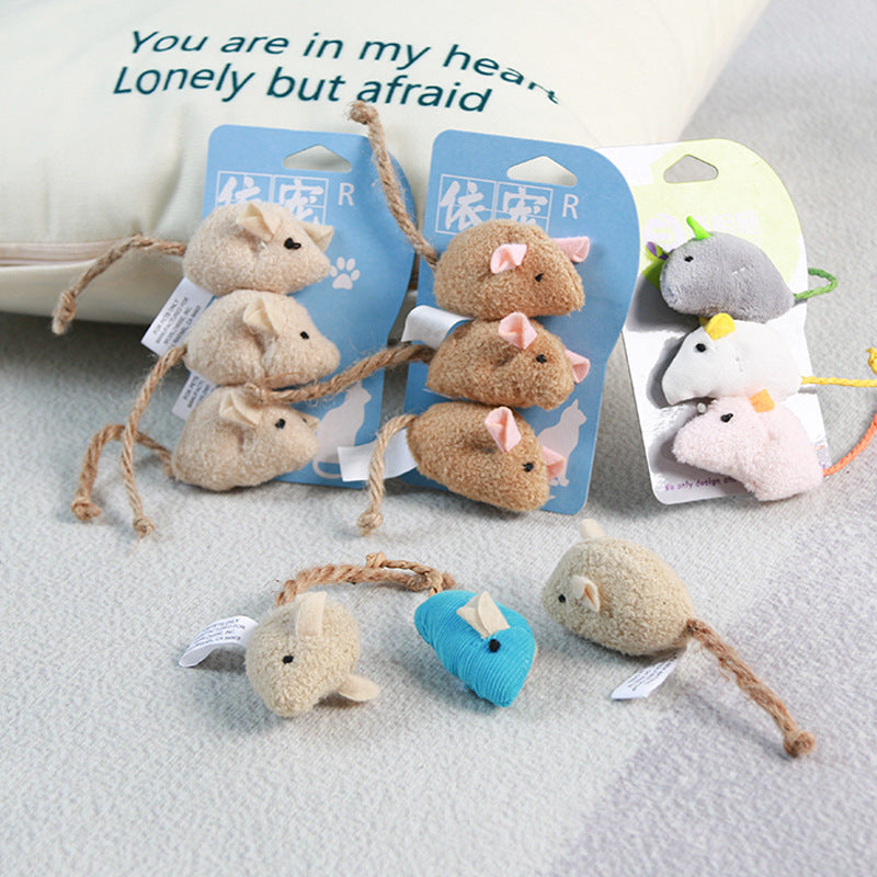 Cat toy simulation plush mouse three combination pet cat cat toys cat grass containing cat mint funny cat