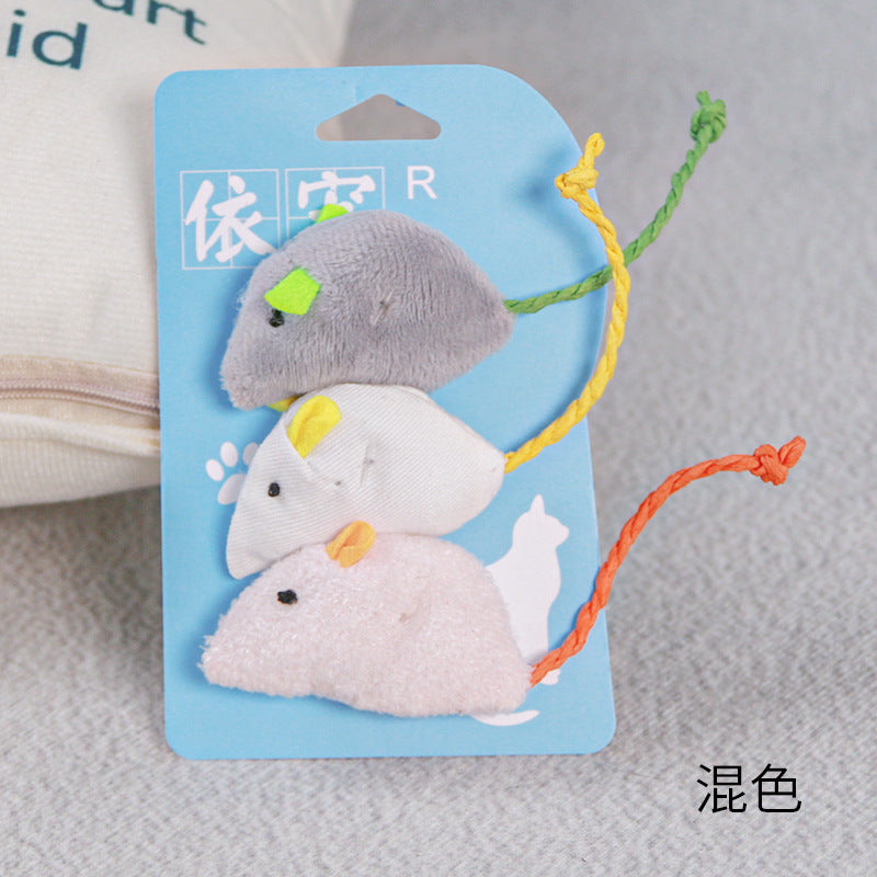 Cat toy simulation plush mouse three combination pet cat cat toys cat grass containing cat mint funny cat