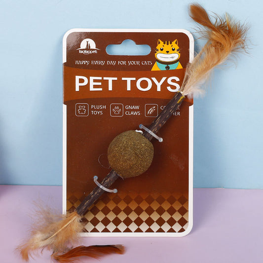 Factory direct new funny pets pet toy molars double feathers wooden day rod wearing cat mint