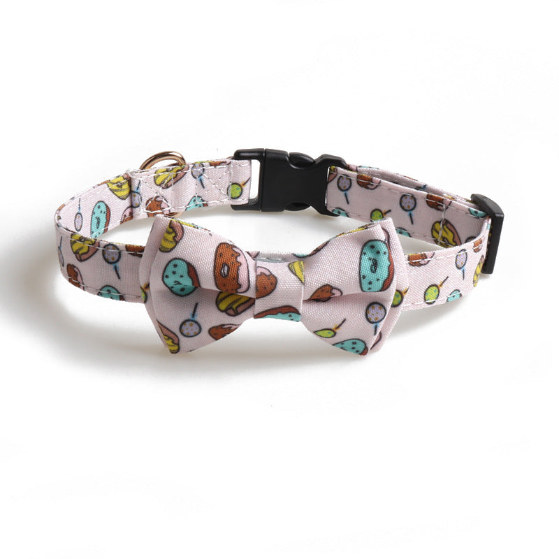 Amingg new pet dog collar bow dog dog collar pizza donut series factory direct sales