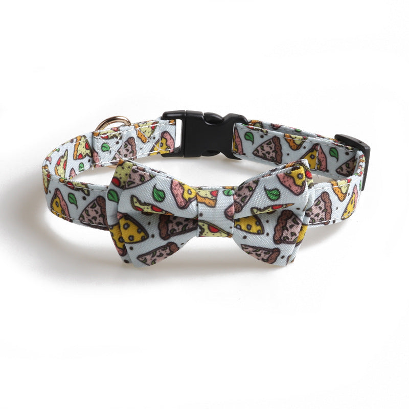 Amingg new pet dog collar bow dog dog collar pizza donut series factory direct sales