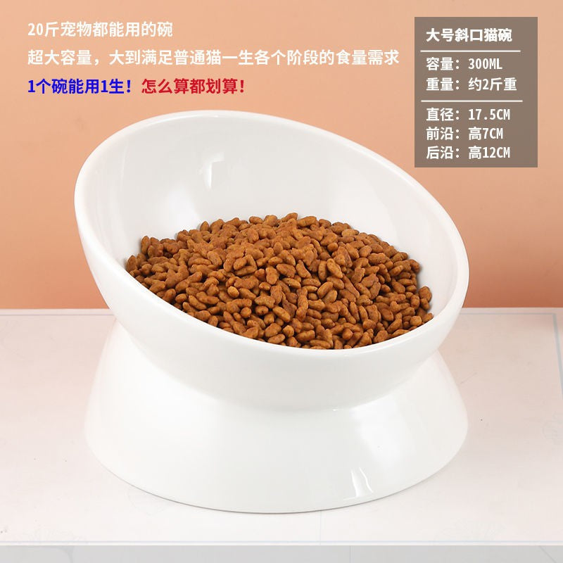 Cat Bowl Protection Cervical Spine Bowl Rice Bowl Pet Supplies- / Cat Bowl Ceramic Gold Food Basin Dog Basin Cat Rice Basin Protection Cervical Anti-Tumble the Bevel-End Steel Water Bowl Pet Tableware Set