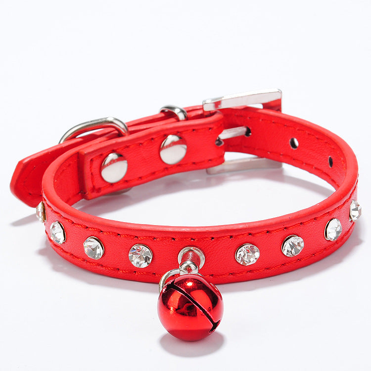 Berry hot water drill pet collar single row drill hanging bell cat with dog collar small dog chain dog supplies