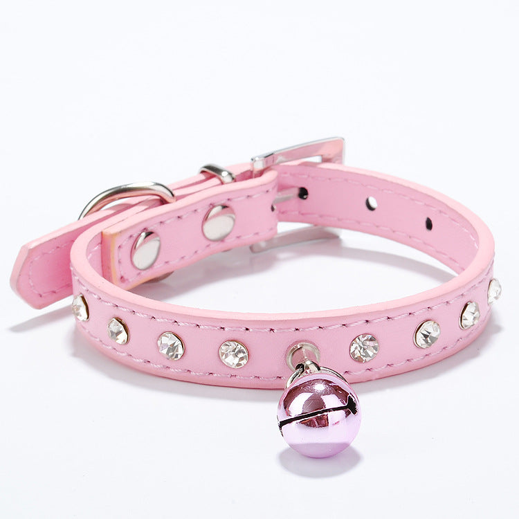 Berry hot water drill pet collar single row drill hanging bell cat with dog collar small dog chain dog supplies