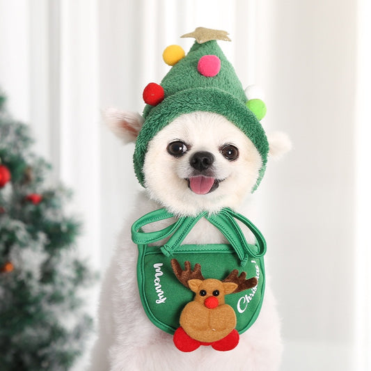 【Christmas Special】Pet Cat Christmas Hat Dog Saliva Towel Bib Autumn Match