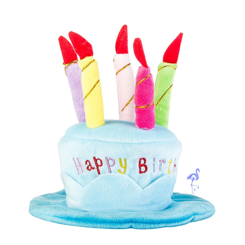 Cute Dog Cat Birthday Cake Hat Pet Cap Pet Hat with 5 Color Candles Design Party Accessory