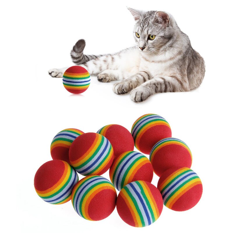 10Pcs Colorful Pet Rainbow Foam Fetch Balls Training Interactive Dog Funny Toy