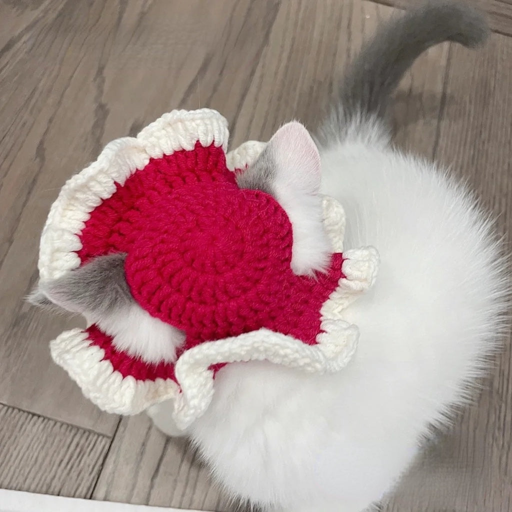 Candy Adorable Pet Cat Hat Dog Hat Cute Head Handmade Crochet Head Taste Hat