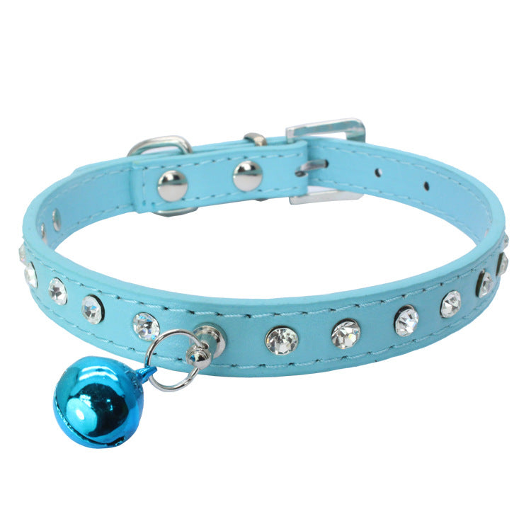 Berry hot water drill pet collar single row drill hanging bell cat with dog collar small dog chain dog supplies