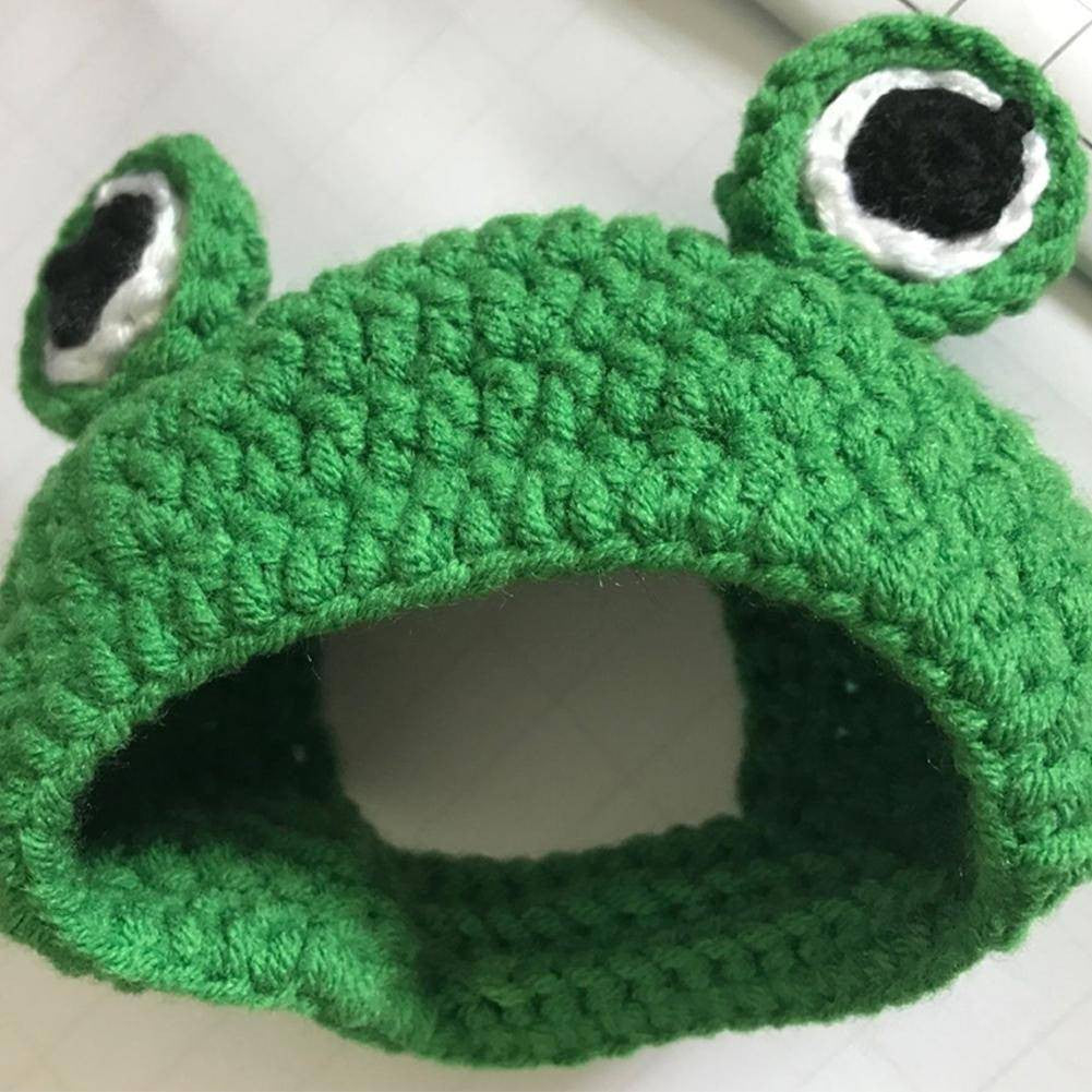 Handmade DIY Pet Cat Dog Creative Frog Design Hat Warm Knitted Hat Gift