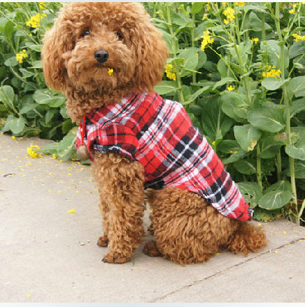 Dog Clothes Pet Spring/Summer Clothing Snaps Comfortable Plaid Shirts Foreign Trade Pet Clothes Teddy Puppy Clothes