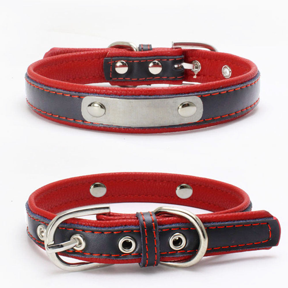 Berry explosion color leather pet collar stainless steel film lettering dog collar cortical traction rope Amazon