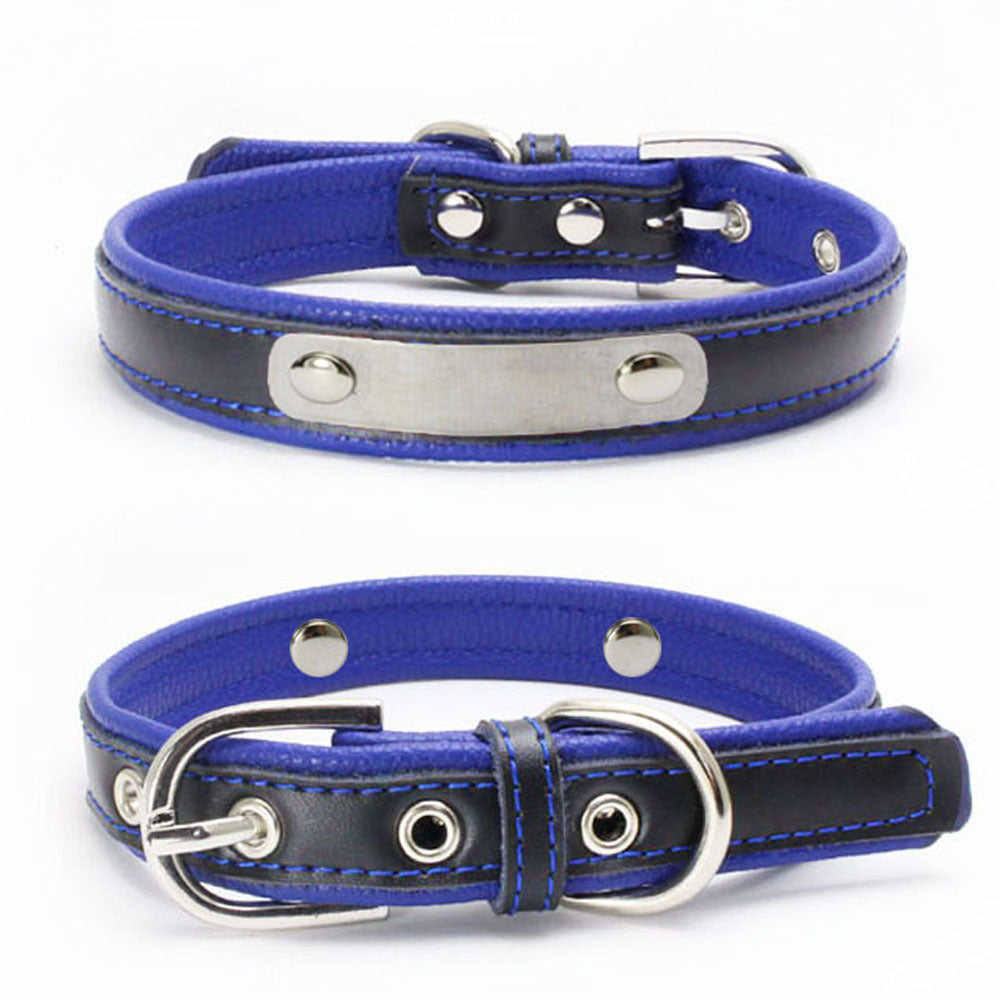 Berry explosion color leather pet collar stainless steel film lettering dog collar cortical traction rope Amazon