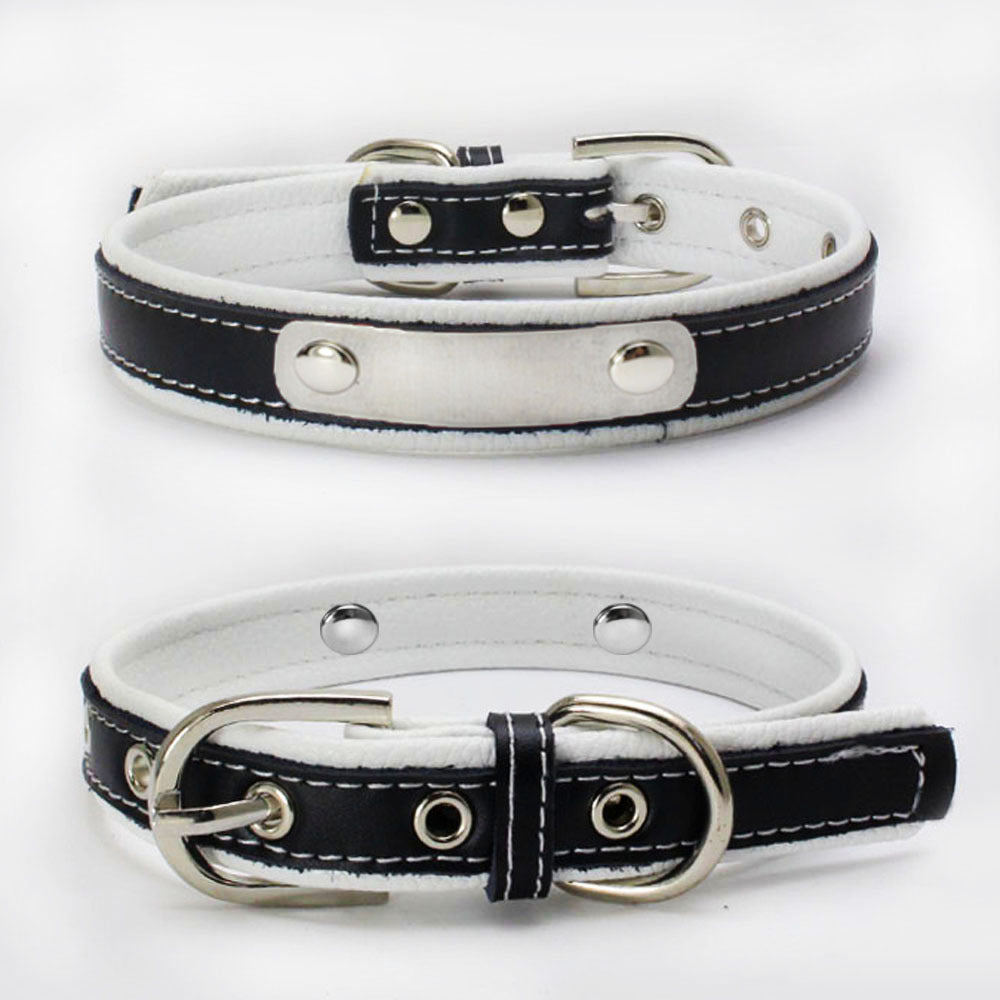 Berry explosion color leather pet collar stainless steel film lettering dog collar cortical traction rope Amazon