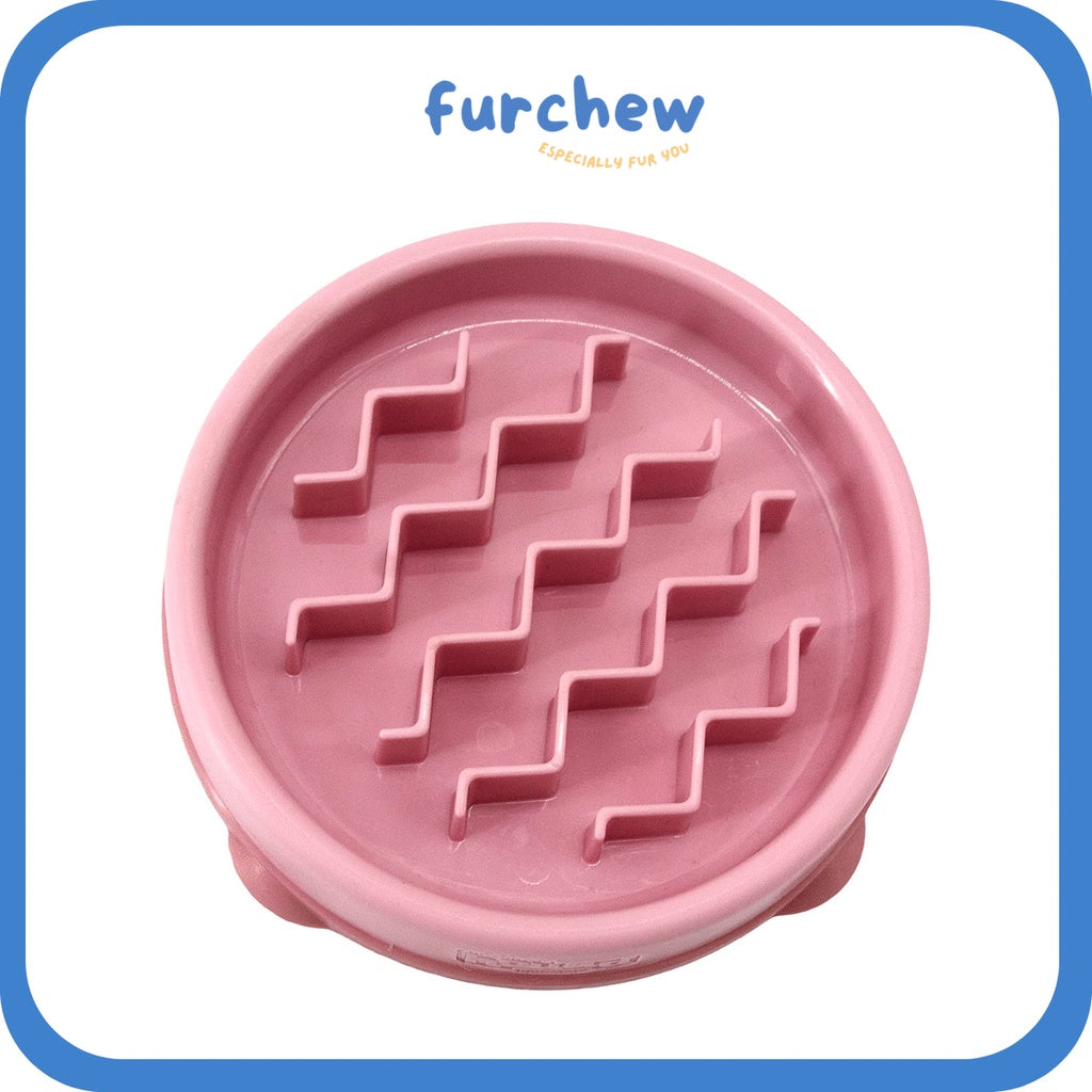 [SG] Outward Hound Fun Feeder Slo Bowl for Pets - Slow Feeder Dog Bowl Waves Pattern - Small/Tiny in Pink Colour