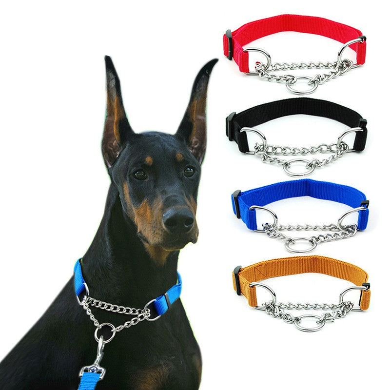 Durable No Pull Martingale Dog Collar  Heavy-duty Stainless SteelChain Safe Puppy Choke Pet Collar Training