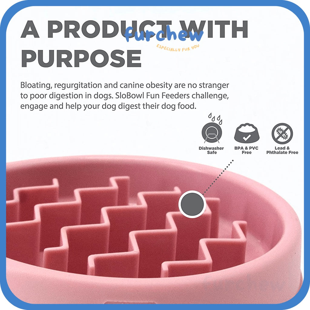 [SG] Outward Hound Fun Feeder Slo Bowl for Pets - Slow Feeder Dog Bowl Waves Pattern - Small/Tiny in Pink Colour