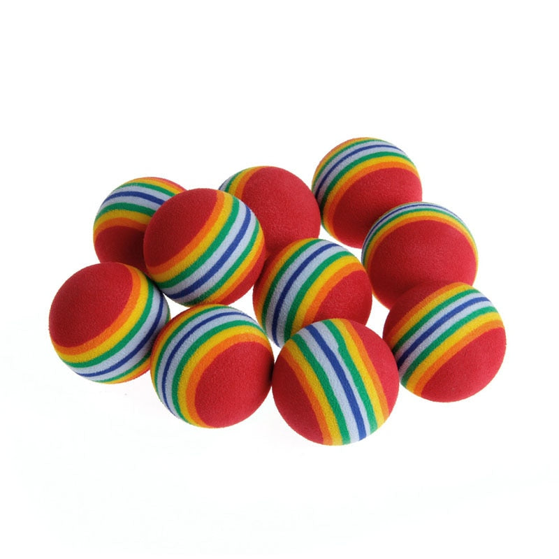 10Pcs Colorful Pet Rainbow Foam Fetch Balls Training Interactive Dog Funny Toy