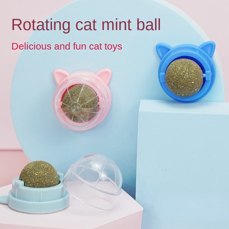 Natural Catnip Cat Wall Stick-on Ball Toy Treats Healthy Natural Removes Hair Balls to Promote Digestion Cat Grass Snack Pet