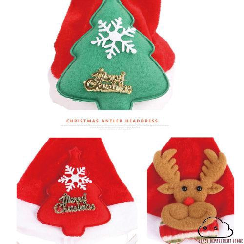 UOE-Christmas pet hat santa claus puppy cat costume hat red cute reindeer hat