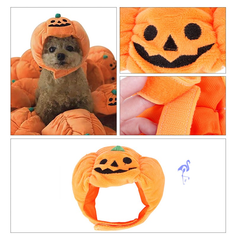 Pet Halloween Pumpkin Hat Dog Puppy Cat Plush Hat for Cosplay Costume Party