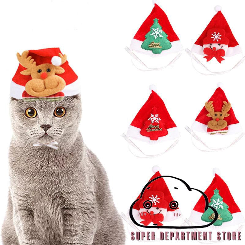 UOE-Christmas pet hat santa claus puppy cat costume hat red cute reindeer hat