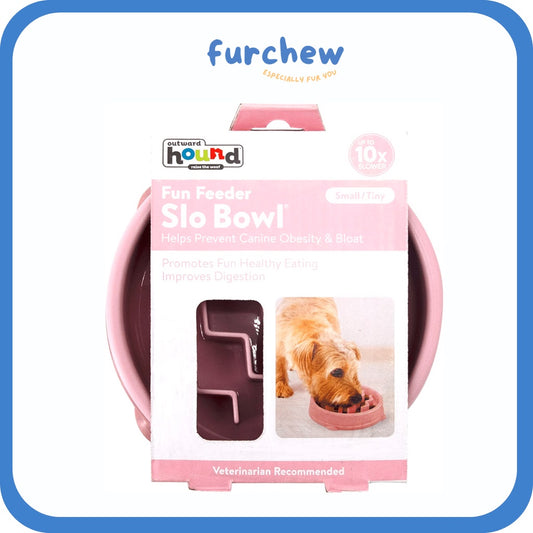 [SG] Outward Hound Fun Feeder Slo Bowl for Pets - Slow Feeder Dog Bowl Waves Pattern - Small/Tiny in Pink Colour