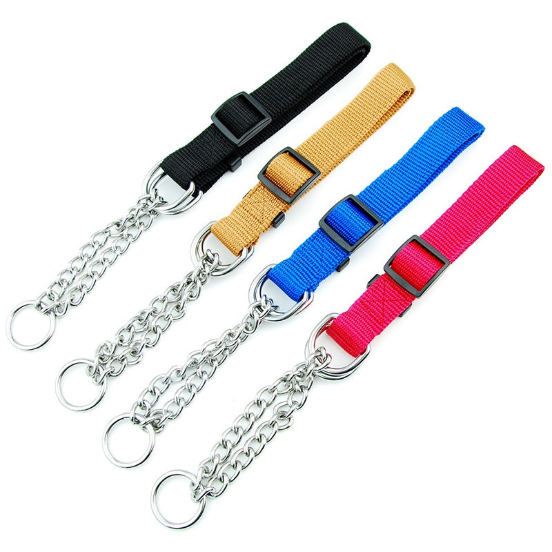 Durable No Pull Martingale Dog Collar  Heavy-duty Stainless SteelChain Safe Puppy Choke Pet Collar Training