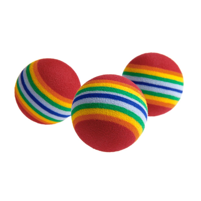 10Pcs Colorful Pet Rainbow Foam Fetch Balls Training Interactive Dog Funny Toy