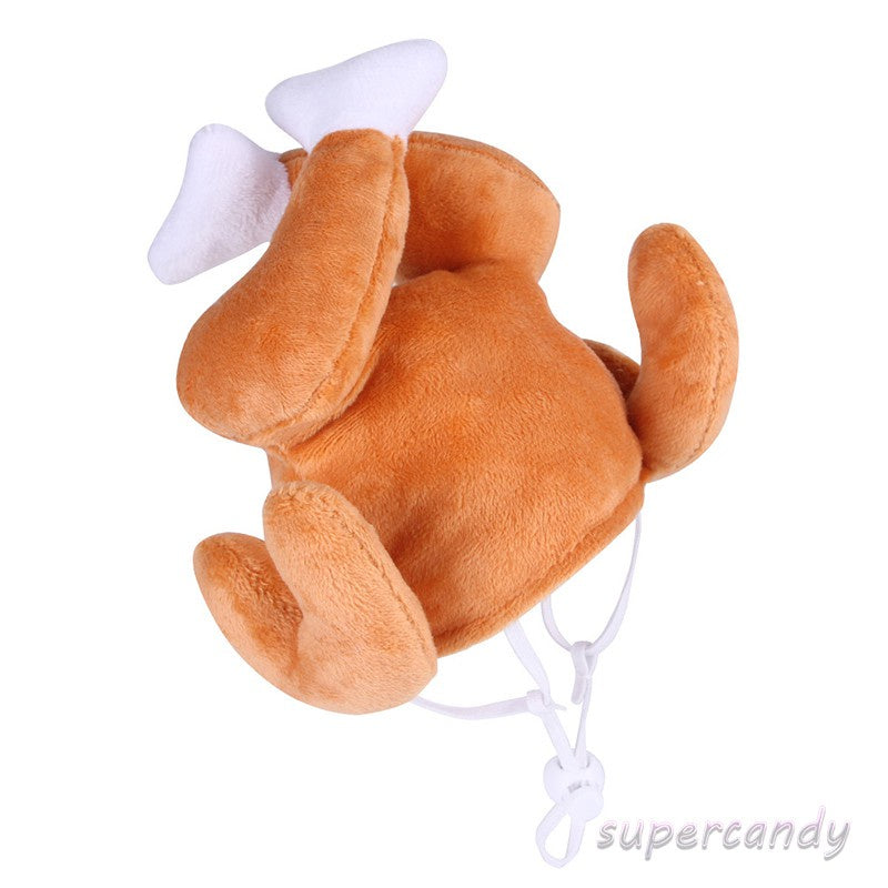 Pet Hat Pet Dog Cat Chicken Leg Cap Pet Puppy Kitten Novelty Decorating Pet Adjustable Plush Hat