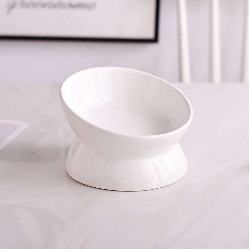 Cat Bowl Protection Cervical Spine Bowl Rice Bowl Pet Supplies- / Cat Bowl Ceramic Gold Food Basin Dog Basin Cat Rice Basin Protection Cervical Anti-Tumble the Bevel-End Steel Water Bowl Pet Tableware Set