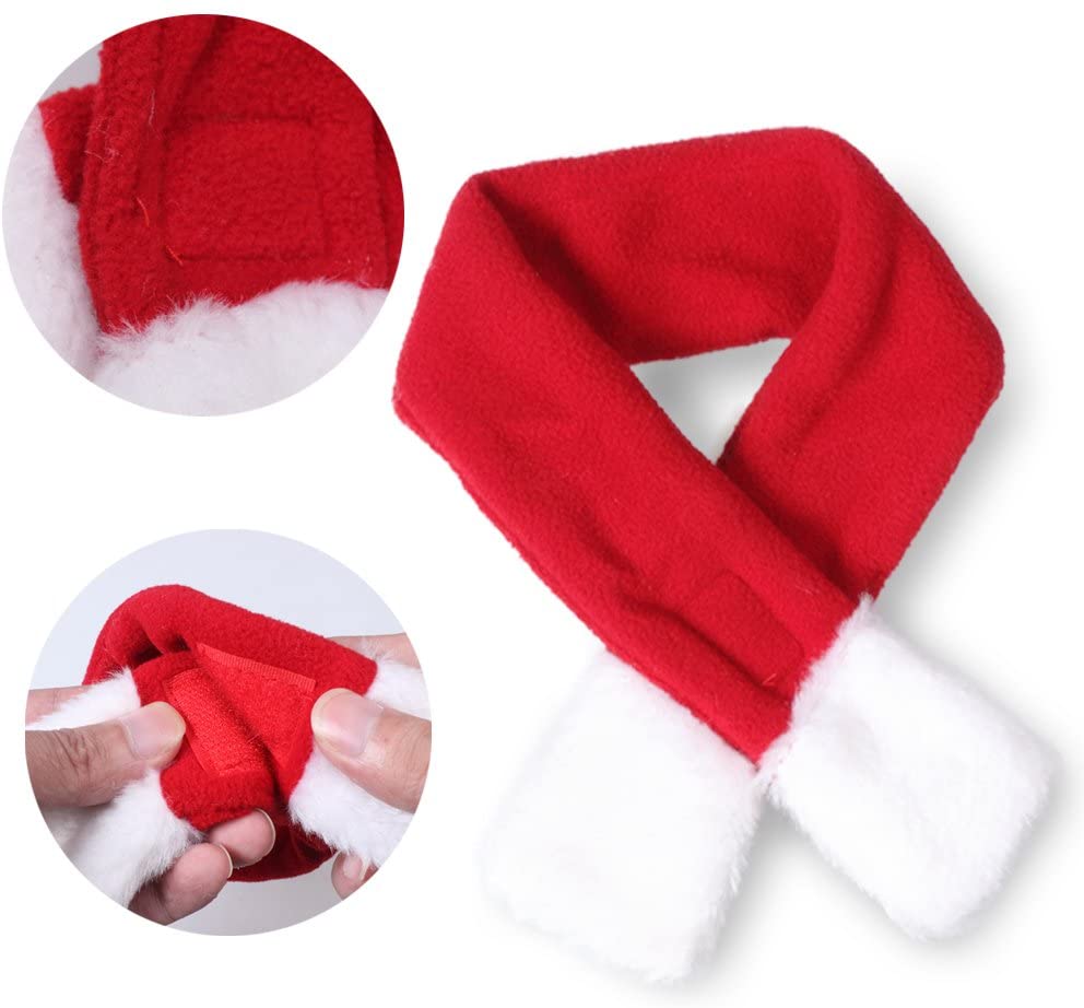 2 Pieces Christmas Pet Dog Santa Hat Pet Santa Scarf for Pet Dogs Cats Dressing Up Supplies Cute Santa Hat & Scarf Xmas Red Costume Suit