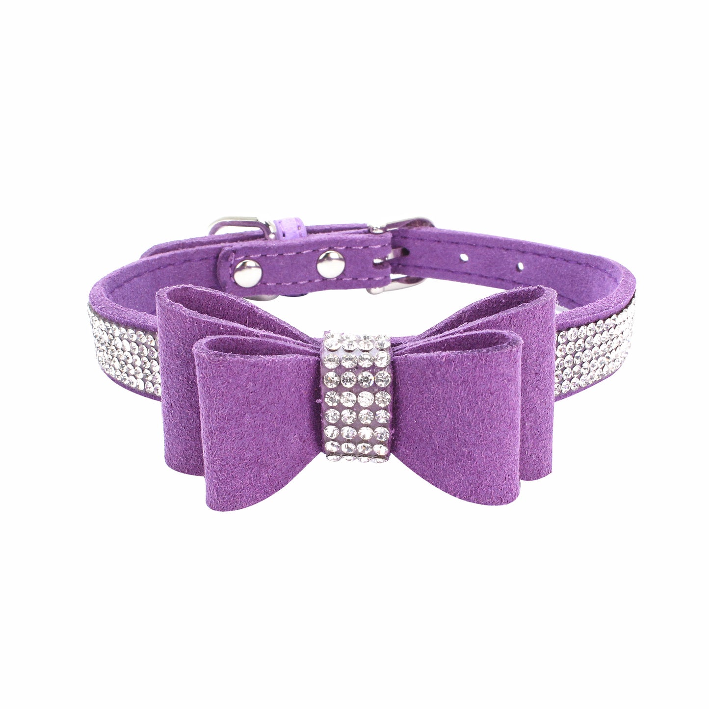 Amazon explosion water drill pet collar super fiber bow dog dog collar bow with diamond cat loop custom