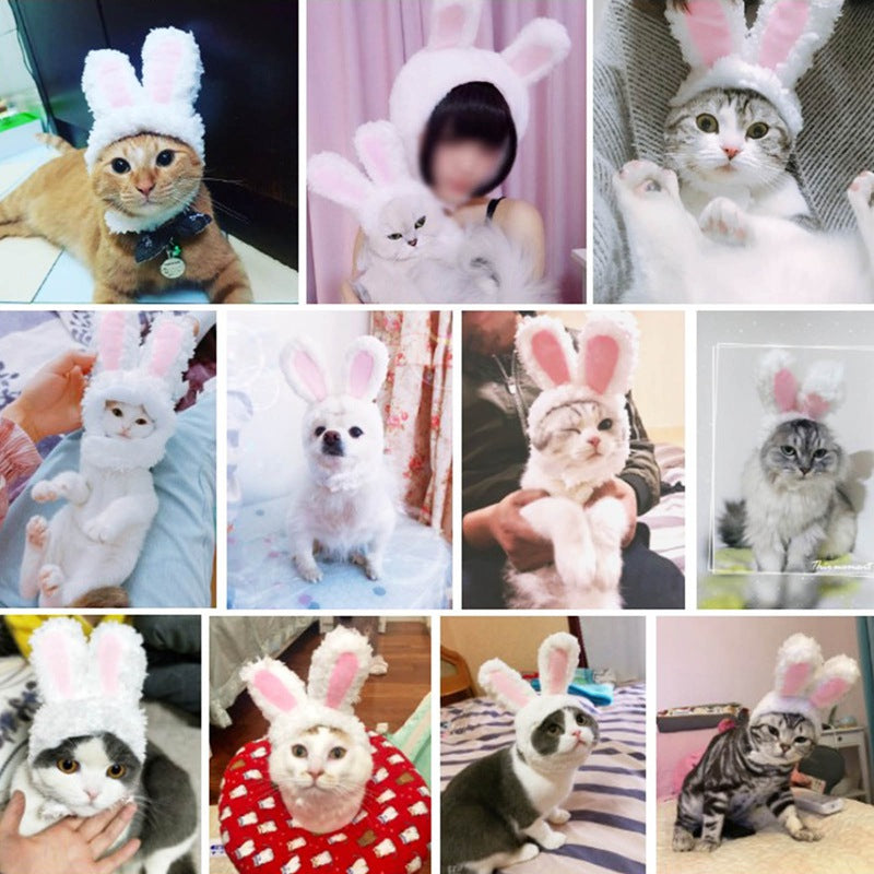 【BCF】Plush Bunny Ears Pet Headband, Rabbit Ear Hat for Cat Small Dogs Party Costume Accessory Headwear