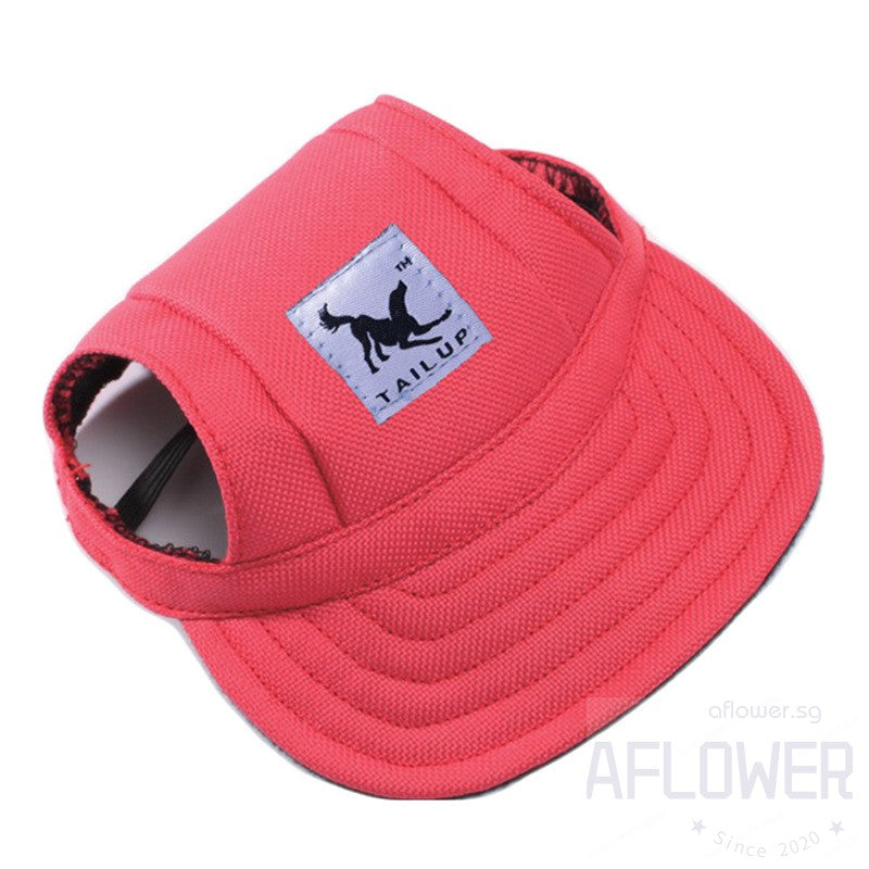 Pet Dog Baseball Cap Adjustable Sun Protection Sport Visor Cap with Ear Holes Chin Strap