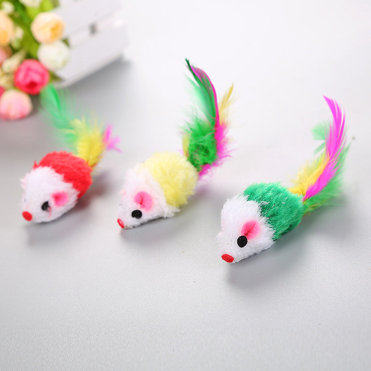 Cat cat toy feather tail mouse pet toy plush mouse funny cat toys